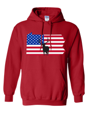 Load image into Gallery viewer, Pullover Hooded Sweatshirt Pennsylvania Red Elk Vibrant Design High Quality Tight Knit Ring Spun Low Maintenance Cotton Printed With The Newest Available Color Transfer Technology