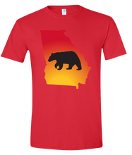 Load image into Gallery viewer, Short Sleeve T-Shirt Georgia Red Black Bear Vibrant Design High Quality Tight Knit Ring Spun Low Maintenance Cotton Printed With The Newest Available Color Transfer Technology