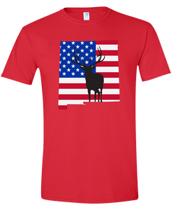 Short Sleeve T-Shirt New Mexico Red Elk Vibrant Design High Quality Tight Knit Ring Spun Low Maintenance Cotton Printed With The Newest Available Color Transfer Technology