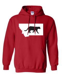 Pullover Hooded Sweatshirt Montana Red Mountain Lion Vibrant Design High Quality Tight Knit Ring Spun Low Maintenance Cotton Printed With The Newest Available Color Transfer Technology