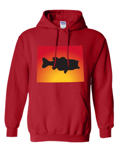 Pullover Hooded Sweatshirt Wyoming Red Large Mouth Bass Vibrant Design High Quality Tight Knit Ring Spun Low Maintenance Cotton Printed With The Newest Available Color Transfer Technology