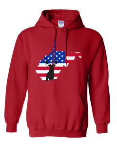 Pullover Hooded Sweatshirt West Virginia Red Whitetail Deer Vibrant Design High Quality Tight Knit Ring Spun Low Maintenance Cotton Printed With The Newest Available Color Transfer Technology