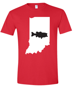 Short Sleeve T-Shirt Indiana Red Large Mouth Bass Vibrant Design High Quality Tight Knit Ring Spun Low Maintenance Cotton Printed With The Newest Available Color Transfer Technology