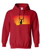 Load image into Gallery viewer, Pullover Hooded Sweatshirt Montana Red Mule Deer Vibrant Design High Quality Tight Knit Ring Spun Low Maintenance Cotton Printed With The Newest Available Color Transfer Technology