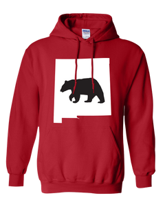 Pullover Hooded Sweatshirt New Mexico Red Black Bear Vibrant Design High Quality Tight Knit Ring Spun Low Maintenance Cotton Printed With The Newest Available Color Transfer Technology