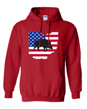 Load image into Gallery viewer, Pullover Hooded Sweatshirt Ohio Red Wild Hog Vibrant Design High Quality Tight Knit Ring Spun Low Maintenance Cotton Printed With The Newest Available Color Transfer Technology