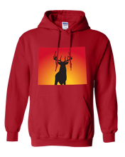 Load image into Gallery viewer, Pullover Hooded Sweatshirt Wyoming Red Whitetail Deer Vibrant Design High Quality Tight Knit Ring Spun Low Maintenance Cotton Printed With The Newest Available Color Transfer Technology