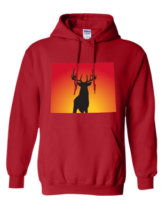 Pullover Hooded Sweatshirt Wyoming Red Whitetail Deer Vibrant Design High Quality Tight Knit Ring Spun Low Maintenance Cotton Printed With The Newest Available Color Transfer Technology