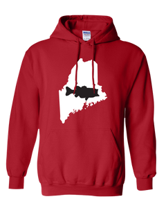 Pullover Hooded Sweatshirt Maine Red Large Mouth Bass Vibrant Design High Quality Tight Knit Ring Spun Low Maintenance Cotton Printed With The Newest Available Color Transfer Technology