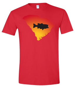 Short Sleeve T-Shirt South Carolina Red Large Mouth Bass Vibrant Design High Quality Tight Knit Ring Spun Low Maintenance Cotton Printed With The Newest Available Color Transfer Technology