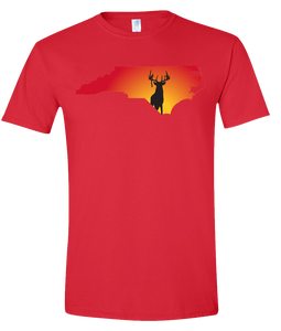 Short Sleeve T-Shirt North Carolina Red Whitetail Deer Vibrant Design High Quality Tight Knit Ring Spun Low Maintenance Cotton Printed With The Newest Available Color Transfer Technology