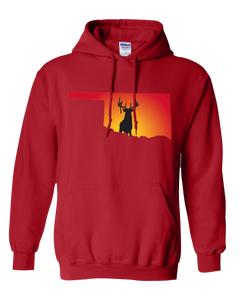 Pullover Hooded Sweatshirt Oklahoma Red Whitetail Deer Vibrant Design High Quality Tight Knit Ring Spun Low Maintenance Cotton Printed With The Newest Available Color Transfer Technology