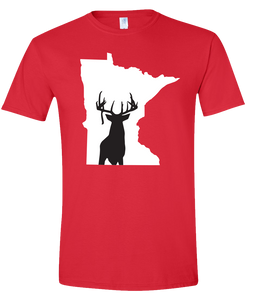 Short Sleeve T-Shirt Minnesota Red Whitetail Deer Vibrant Design High Quality Tight Knit Ring Spun Low Maintenance Cotton Printed With The Newest Available Color Transfer Technology