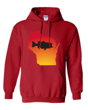 Load image into Gallery viewer, Pullover Hooded Sweatshirt Wisconsin Red Large Mouth Bass Vibrant Design High Quality Tight Knit Ring Spun Low Maintenance Cotton Printed With The Newest Available Color Transfer Technology
