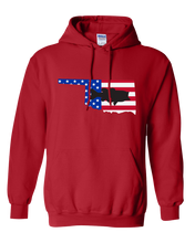 Load image into Gallery viewer, Pullover Hooded Sweatshirt Oklahoma Red Large Mouth Bass Vibrant Design High Quality Tight Knit Ring Spun Low Maintenance Cotton Printed With The Newest Available Color Transfer Technology