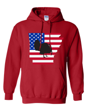 Load image into Gallery viewer, Pullover Hooded Sweatshirt Arkansas Red Turkey Vibrant Design High Quality Tight Knit Ring Spun Low Maintenance Cotton Printed With The Newest Available Color Transfer Technology