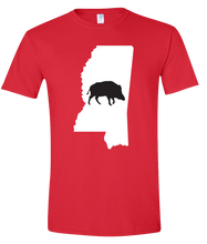 Load image into Gallery viewer, Short Sleeve T-Shirt Mississippi Red Wild Hog Vibrant Design High Quality Tight Knit Ring Spun Low Maintenance Cotton Printed With The Newest Available Color Transfer Technology