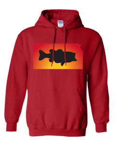 Pullover Hooded Sweatshirt Kansas Red Large Mouth Bass Vibrant Design High Quality Tight Knit Ring Spun Low Maintenance Cotton Printed With The Newest Available Color Transfer Technology