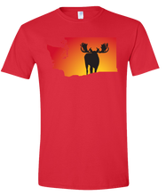 Load image into Gallery viewer, Short Sleeve T-Shirt Washington Red Moose Vibrant Design High Quality Tight Knit Ring Spun Low Maintenance Cotton Printed With The Newest Available Color Transfer Technology