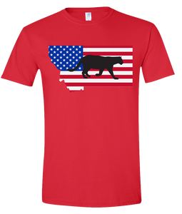 Short Sleeve T-Shirt Montana Red Mountain Lion Vibrant Design High Quality Tight Knit Ring Spun Low Maintenance Cotton Printed With The Newest Available Color Transfer Technology
