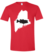 Load image into Gallery viewer, Short Sleeve T-Shirt Maine Red Large Mouth Bass Vibrant Design High Quality Tight Knit Ring Spun Low Maintenance Cotton Printed With The Newest Available Color Transfer Technology