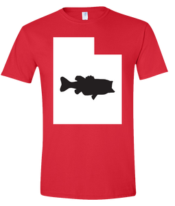 Short Sleeve T-Shirt Utah Red Large Mouth Bass Vibrant Design High Quality Tight Knit Ring Spun Low Maintenance Cotton Printed With The Newest Available Color Transfer Technology