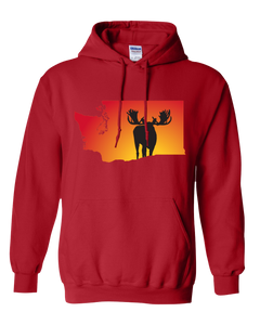 Pullover Hooded Sweatshirt Washington Red Moose Vibrant Design High Quality Tight Knit Ring Spun Low Maintenance Cotton Printed With The Newest Available Color Transfer Technology