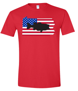 Short Sleeve T-Shirt Pennsylvania Red Large Mouth Bass Vibrant Design High Quality Tight Knit Ring Spun Low Maintenance Cotton Printed With The Newest Available Color Transfer Technology