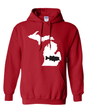 Load image into Gallery viewer, Pullover Hooded Sweatshirt Michigan Red Large Mouth Bass Vibrant Design High Quality Tight Knit Ring Spun Low Maintenance Cotton Printed With The Newest Available Color Transfer Technology