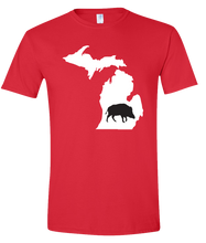 Load image into Gallery viewer, Short Sleeve T-Shirt Michigan Red Wild Hog Vibrant Design High Quality Tight Knit Ring Spun Low Maintenance Cotton Printed With The Newest Available Color Transfer Technology