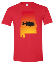 Load image into Gallery viewer, Short Sleeve T-Shirt Alabama Red Large Mouth Bass Vibrant Design High Quality Tight Knit Ring Spun Low Maintenance Cotton Printed With The Newest Available Color Transfer Technology