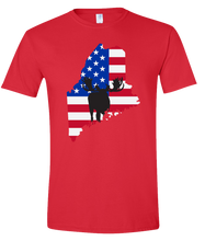 Load image into Gallery viewer, Short Sleeve T-Shirt Maine Red Moose Vibrant Design High Quality Tight Knit Ring Spun Low Maintenance Cotton Printed With The Newest Available Color Transfer Technology