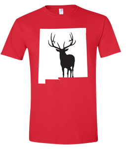 Short Sleeve T-Shirt New Mexico Red Elk Vibrant Design High Quality Tight Knit Ring Spun Low Maintenance Cotton Printed With The Newest Available Color Transfer Technology