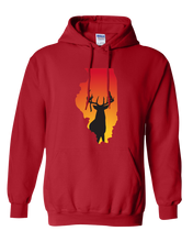 Load image into Gallery viewer, Pullover Hooded Sweatshirt Illinois Red Whitetail Deer Vibrant Design High Quality Tight Knit Ring Spun Low Maintenance Cotton Printed With The Newest Available Color Transfer Technology