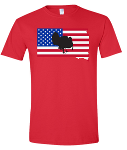 Short Sleeve T-Shirt South Dakota Red Turkey Vibrant Design High Quality Tight Knit Ring Spun Low Maintenance Cotton Printed With The Newest Available Color Transfer Technology