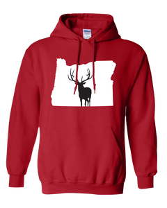 Pullover Hooded Sweatshirt Oregon Red Elk Vibrant Design High Quality Tight Knit Ring Spun Low Maintenance Cotton Printed With The Newest Available Color Transfer Technology
