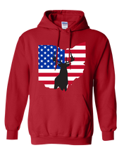 Load image into Gallery viewer, Pullover Hooded Sweatshirt Ohio Red Whitetail Deer Vibrant Design High Quality Tight Knit Ring Spun Low Maintenance Cotton Printed With The Newest Available Color Transfer Technology