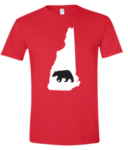 Load image into Gallery viewer, Short Sleeve T-Shirt New Hampshire Red Black Bear Vibrant Design High Quality Tight Knit Ring Spun Low Maintenance Cotton Printed With The Newest Available Color Transfer Technology