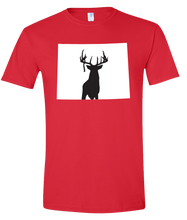 Load image into Gallery viewer, Short Sleeve T-Shirt Wyoming Red Whitetail Deer Vibrant Design High Quality Tight Knit Ring Spun Low Maintenance Cotton Printed With The Newest Available Color Transfer Technology