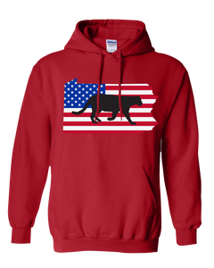 Pullover Hooded Sweatshirt Pennsylvania Red Mountain Lion Vibrant Design High Quality Tight Knit Ring Spun Low Maintenance Cotton Printed With The Newest Available Color Transfer Technology
