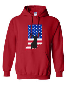 Pullover Hooded Sweatshirt Indiana Red Whitetail Deer Vibrant Design High Quality Tight Knit Ring Spun Low Maintenance Cotton Printed With The Newest Available Color Transfer Technology