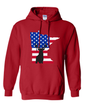 Load image into Gallery viewer, Pullover Hooded Sweatshirt Minnesota Red Whitetail Deer Vibrant Design High Quality Tight Knit Ring Spun Low Maintenance Cotton Printed With The Newest Available Color Transfer Technology