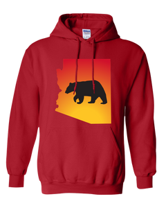 Pullover Hooded Sweatshirt Arizona Red Black Bear Vibrant Design High Quality Tight Knit Ring Spun Low Maintenance Cotton Printed With The Newest Available Color Transfer Technology