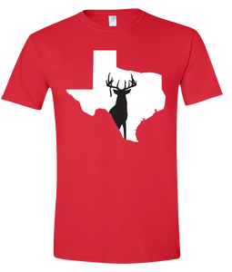 Short Sleeve T-Shirt Texas Red Whitetail Deer Vibrant Design High Quality Tight Knit Ring Spun Low Maintenance Cotton Printed With The Newest Available Color Transfer Technology