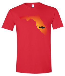 Short Sleeve T-Shirt Florida Red Large Mouth Bass Vibrant Design High Quality Tight Knit Ring Spun Low Maintenance Cotton Printed With The Newest Available Color Transfer Technology