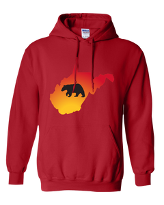 Pullover Hooded Sweatshirt West Virginia Red Black Bear Vibrant Design High Quality Tight Knit Ring Spun Low Maintenance Cotton Printed With The Newest Available Color Transfer Technology