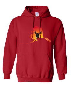 Pullover Hooded Sweatshirt Alaska Red Moose Vibrant Design High Quality Tight Knit Ring Spun Low Maintenance Cotton Printed With The Newest Available Color Transfer Technology