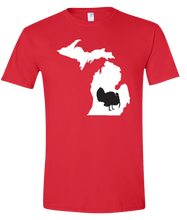 Load image into Gallery viewer, Short Sleeve T-Shirt Michigan Red Turkey Vibrant Design High Quality Tight Knit Ring Spun Low Maintenance Cotton Printed With The Newest Available Color Transfer Technology