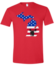 Load image into Gallery viewer, Short Sleeve T-Shirt Michigan Red Moose Vibrant Design High Quality Tight Knit Ring Spun Low Maintenance Cotton Printed With The Newest Available Color Transfer Technology