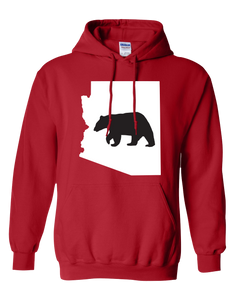 Pullover Hooded Sweatshirt Arizona Red Black Bear Vibrant Design High Quality Tight Knit Ring Spun Low Maintenance Cotton Printed With The Newest Available Color Transfer Technology